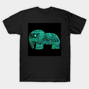 blue light bright golden safari of elephants ecopop stampede art T-Shirt